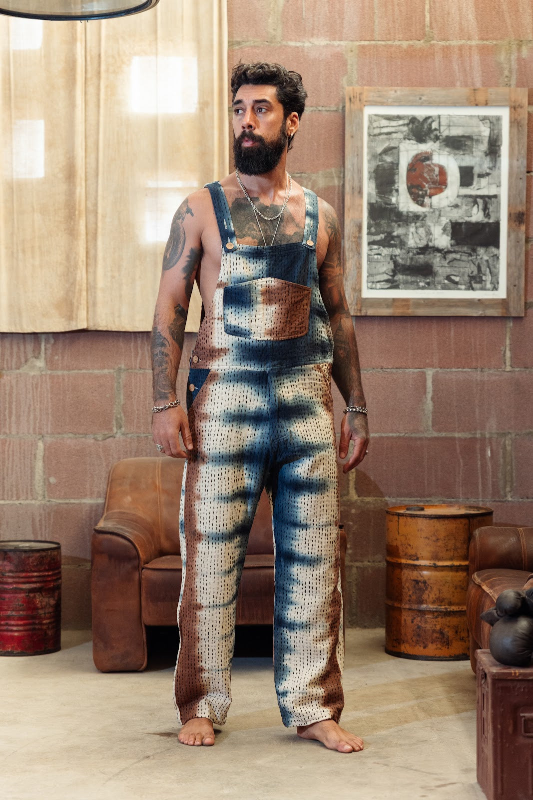 Kantha cotton tie-dye overall blue-oxid