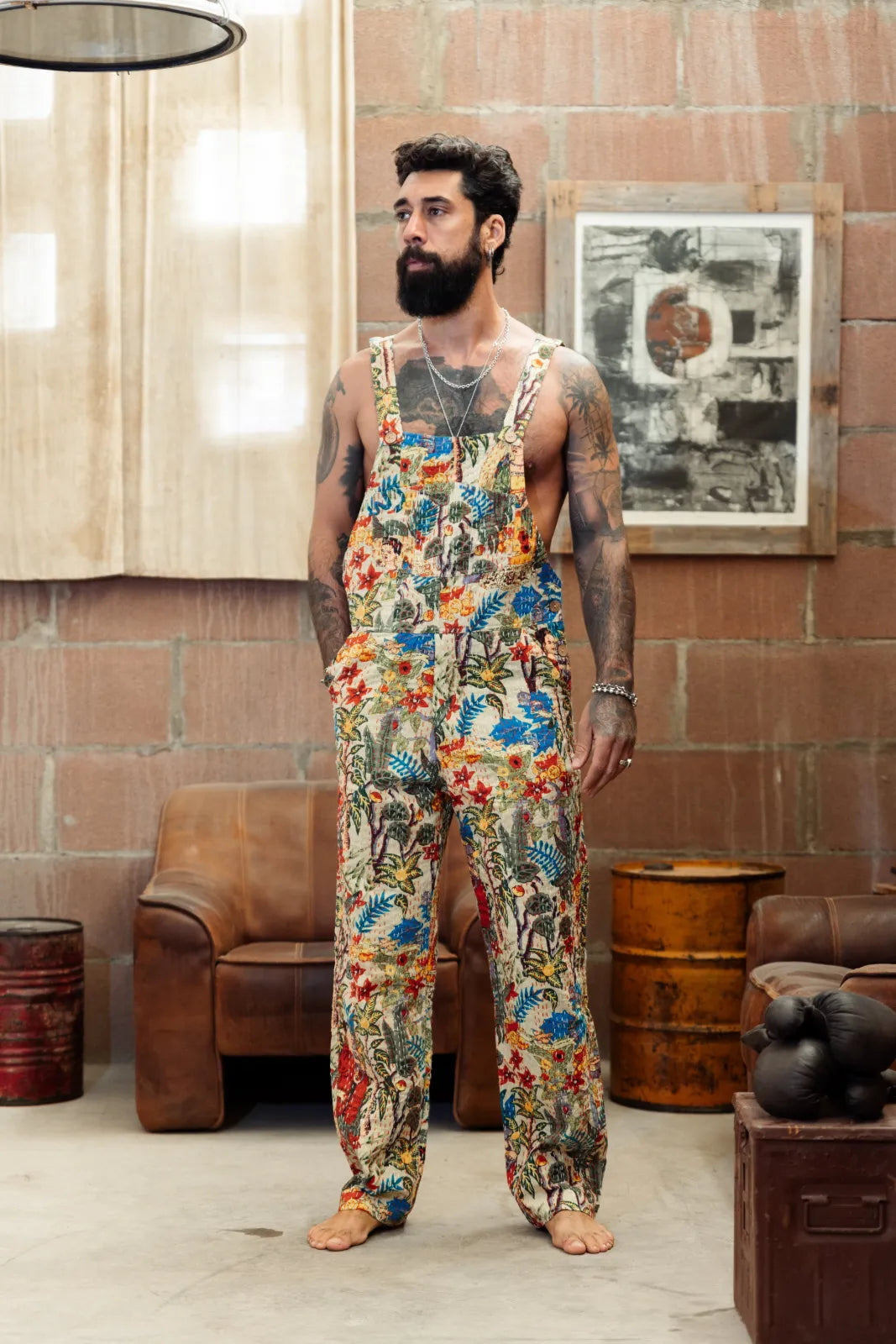 Frida Kahlo–inspired Kantha cotton overall