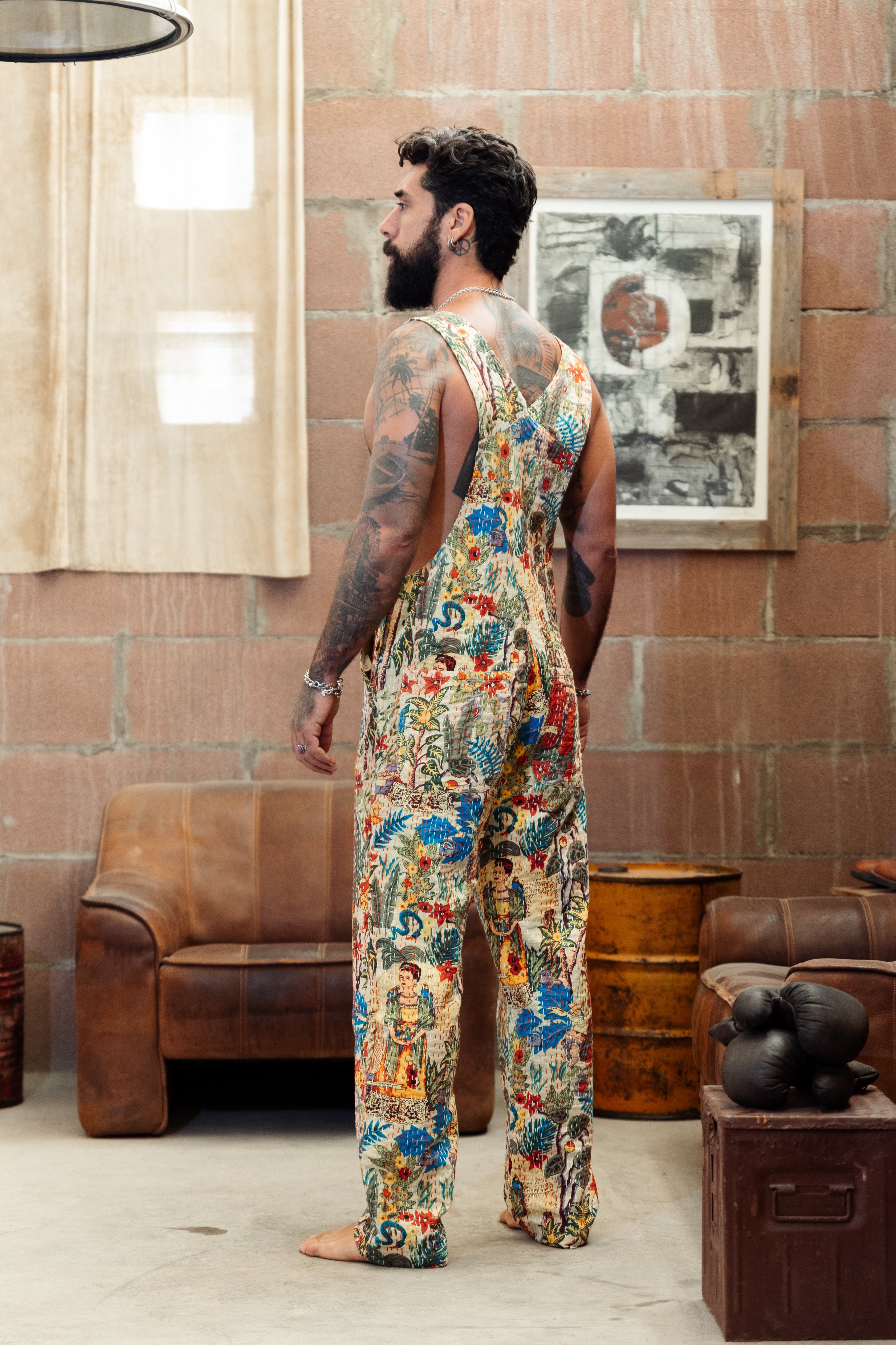 Frida Kahlo–inspired Kantha cotton overall