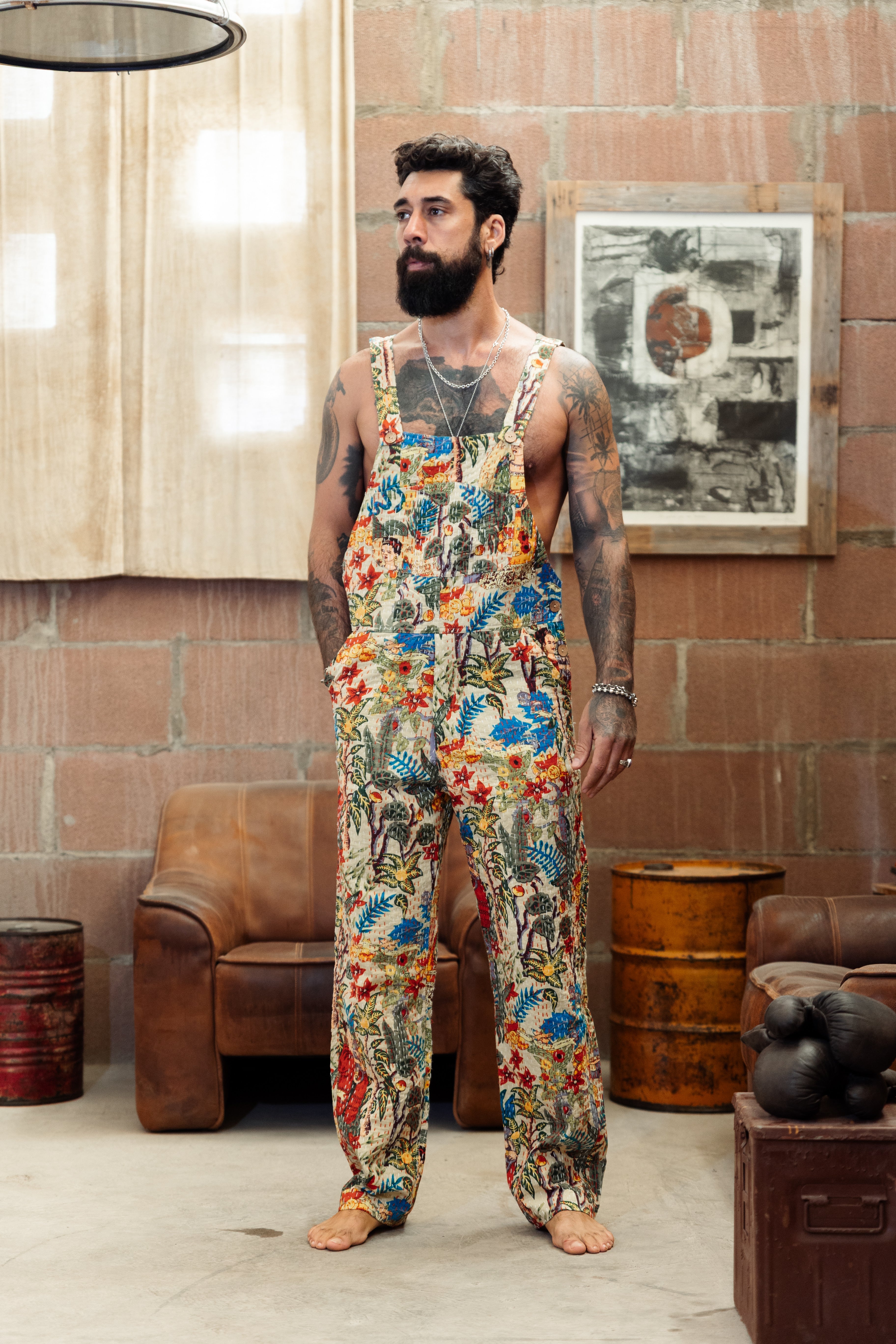 Frida Kahlo–inspired Kantha cotton overall