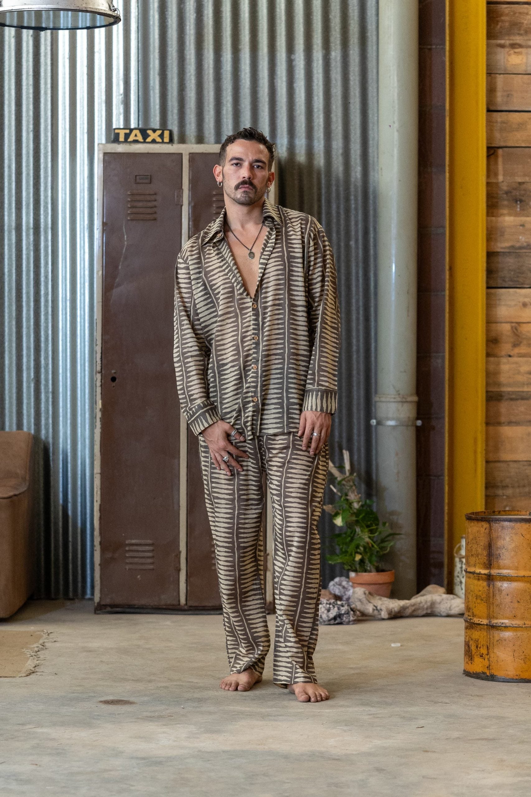 Long printed cotton set stripes