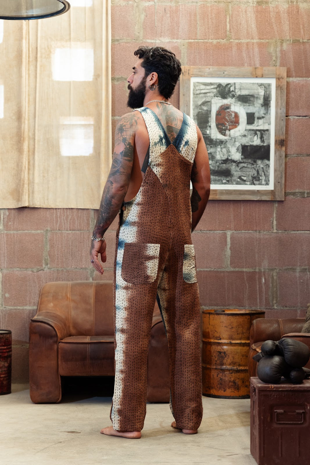 Kantha cotton tie-dye overall blue-oxid
