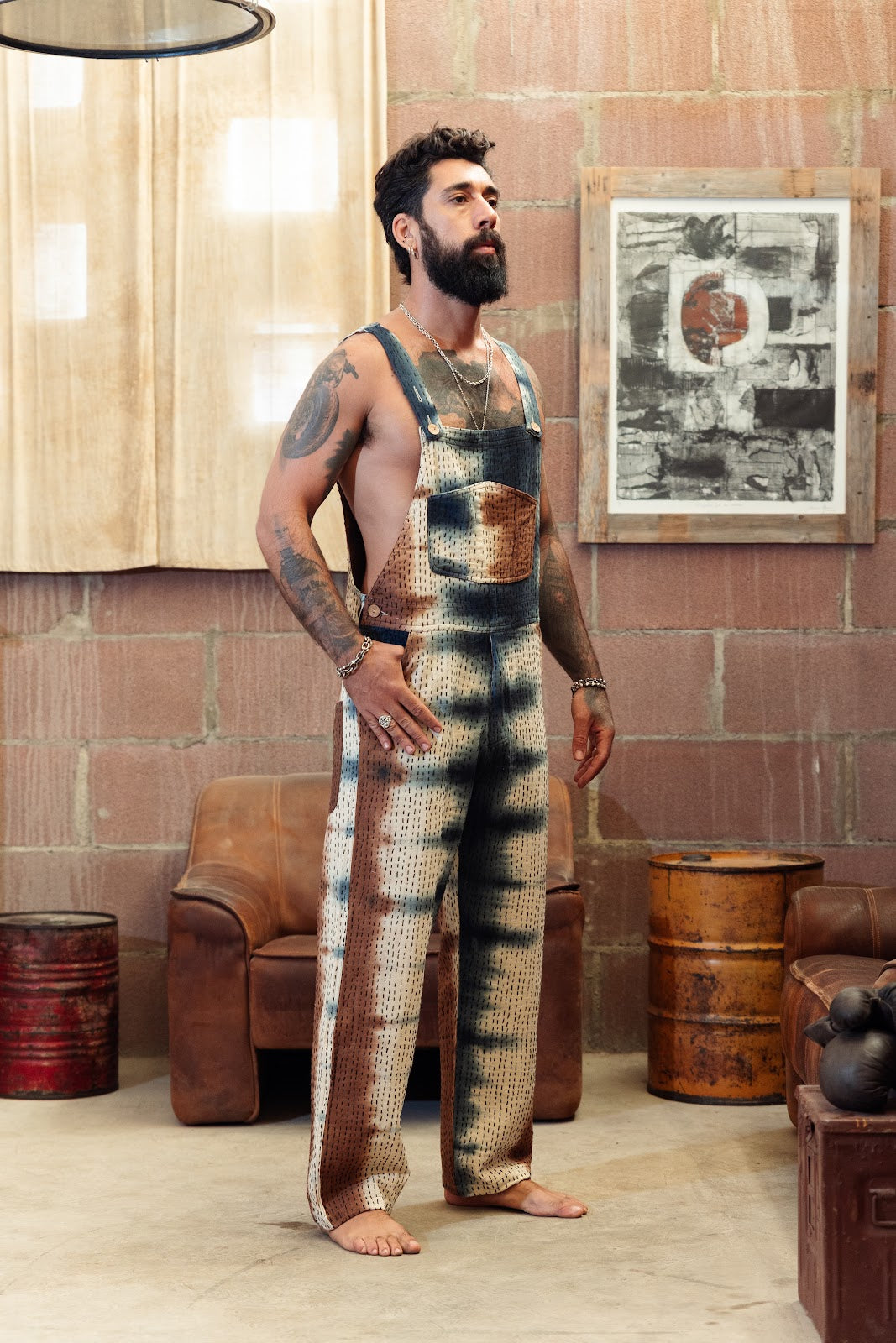 Kantha cotton tie-dye overall blue-oxid