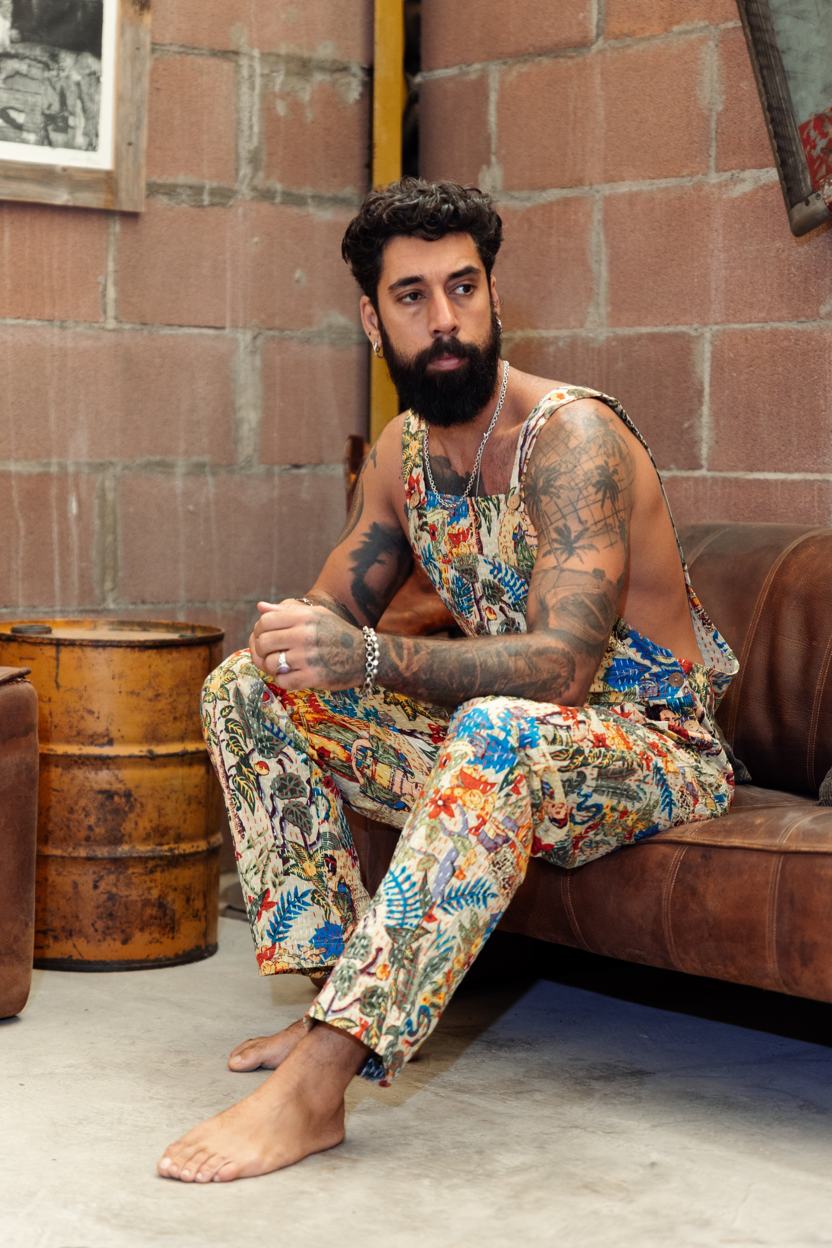 Frida Kahlo–inspired Kantha cotton overall