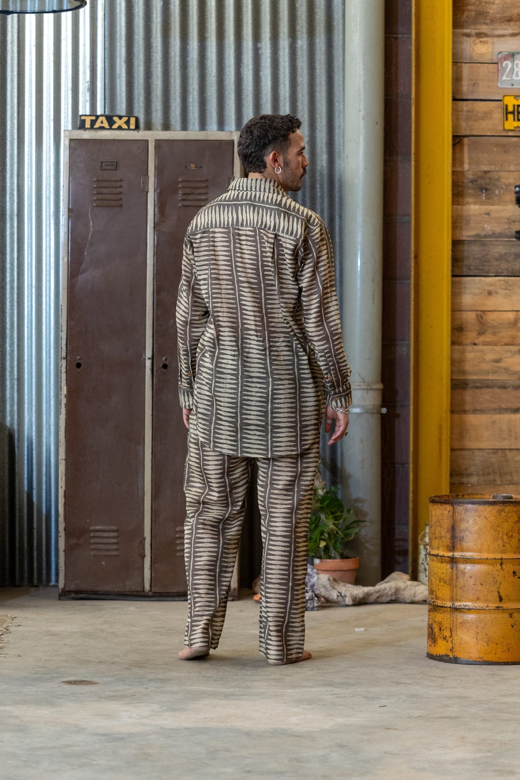 Long printed cotton set stripes