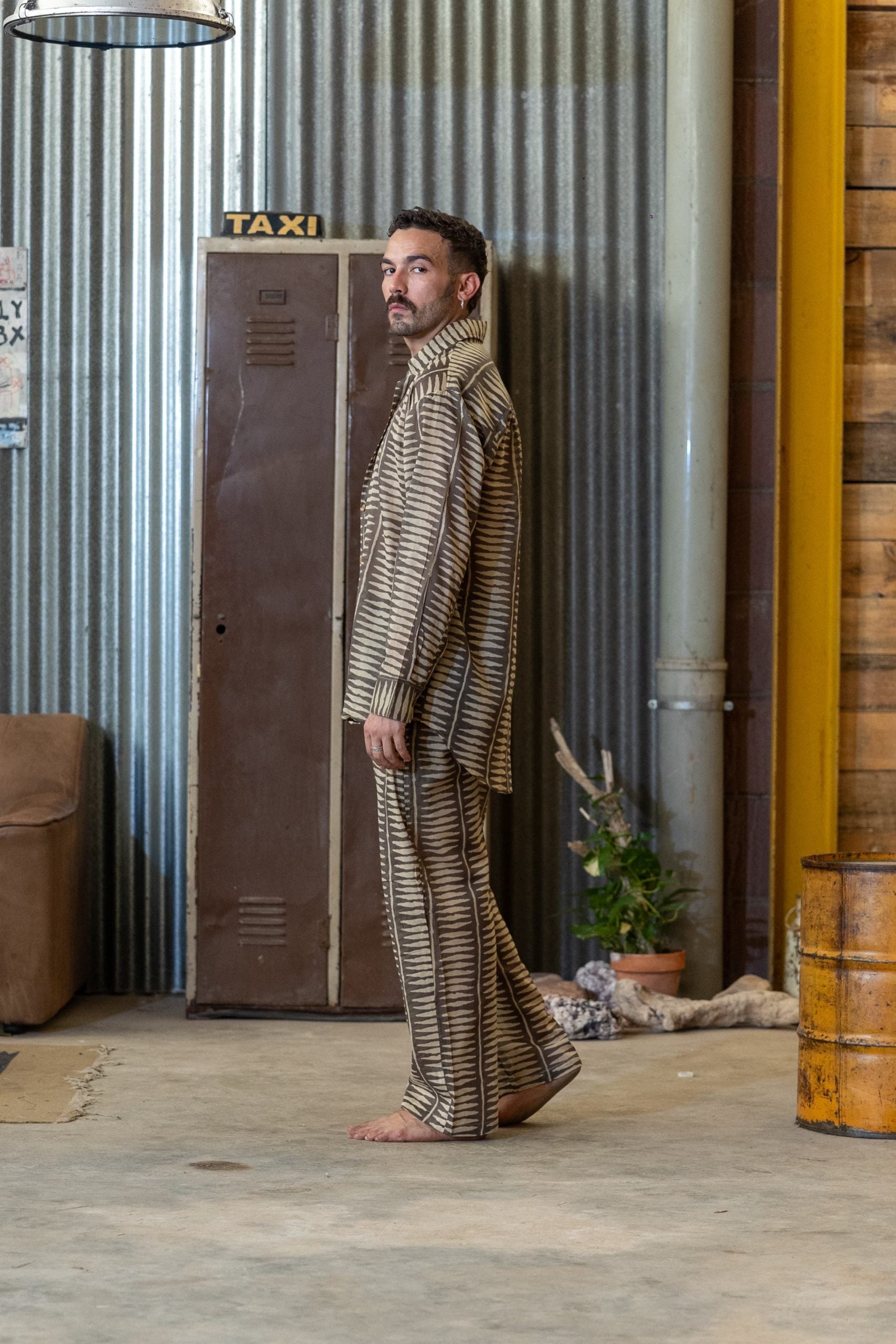 Long printed cotton set stripes